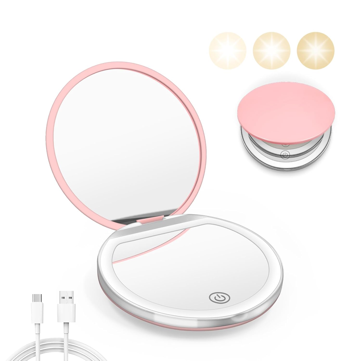 pocketglow-led-pocket-compact-mirror-with-1x-3x-magnification-usb-rechargeable-mini-makeup-mirror-for-purse-travel-daily-use