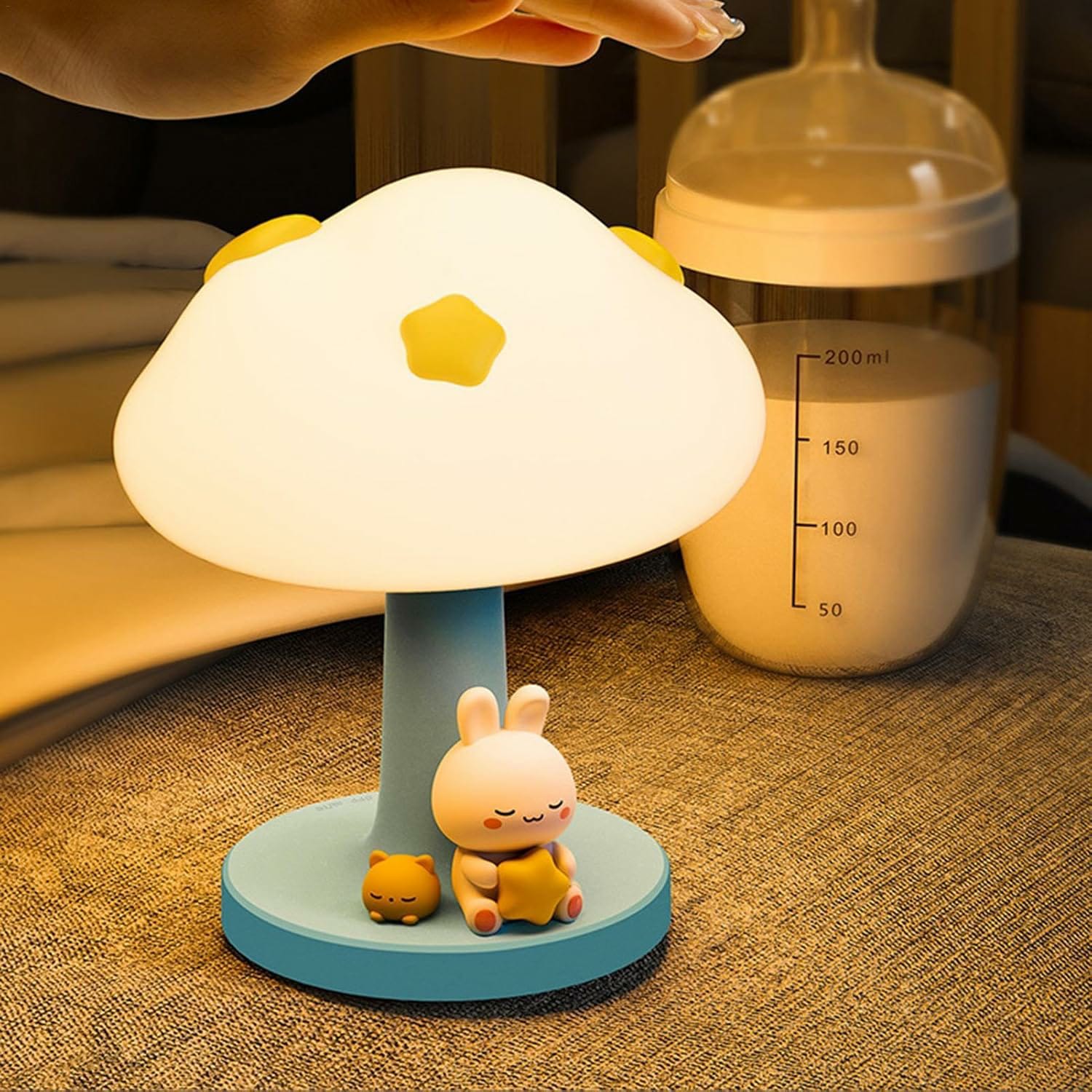fluffbun-cloudbun-bunny-shaped-cloud-night-lamp-with-tap-control-soft-silicone-glow-light-for-kids-bedrooms-baby-nursery-3-level-dimming-rechargeable