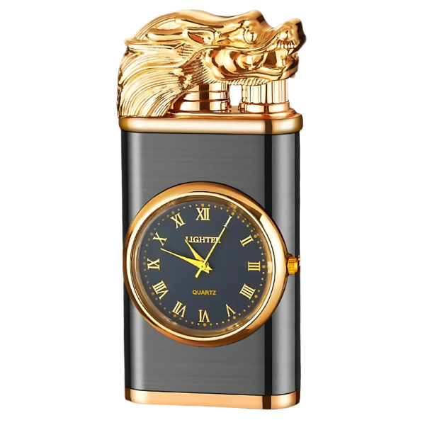 draco-windproof-dual-flame-refillable-lighter-with-built-in-watch-dragon-embossed-design-bold-metal-finish-for-collectors-gifting
